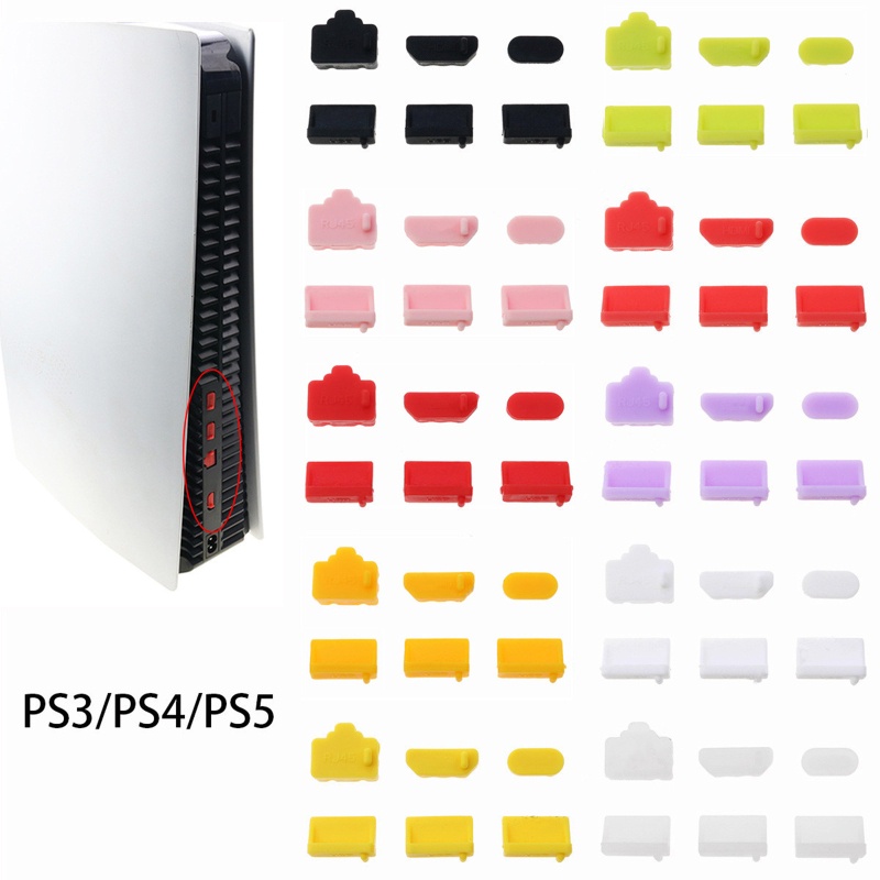 Bộ 6 nắp silicone chống bụi cổng USB RJ45 cho PS5 PS4 PS3