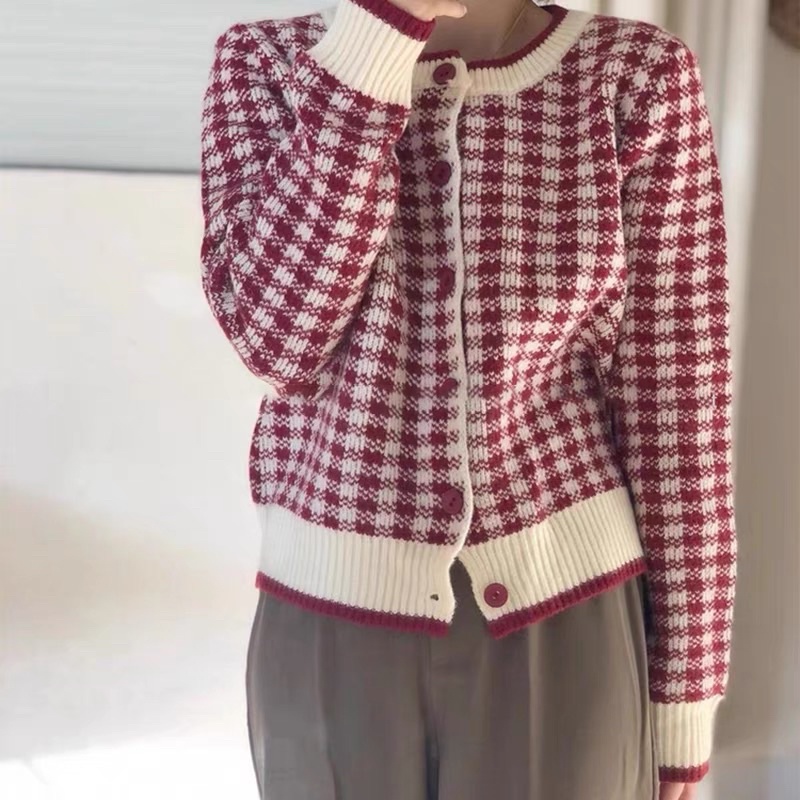 [SẴN] Áo Len Cardigan Caro Xinh (Kèm Ảnh Thật Tự Chụp) | BigBuy360 - bigbuy360.vn