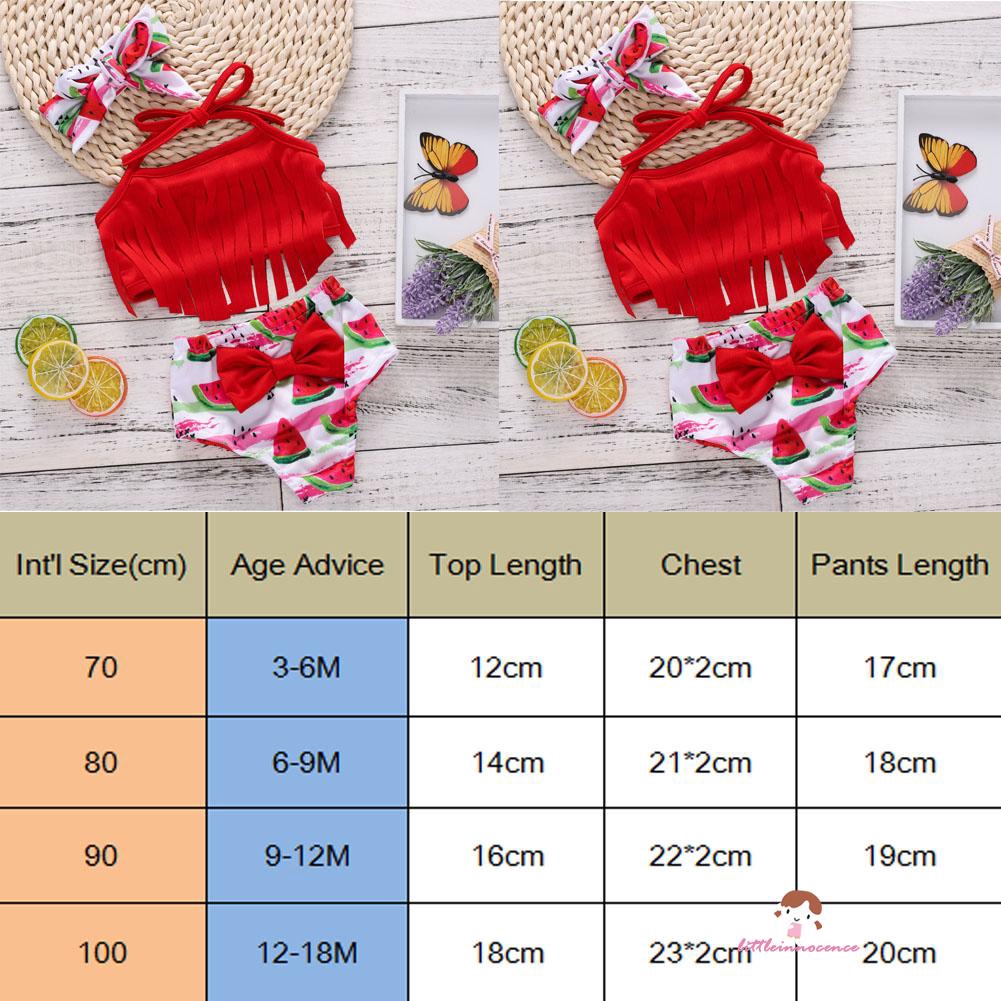 ❤XZQ-Summer Newborn Baby Girl Tassel Bikini Suit Swimwear Fruits Outfits Set Clothes