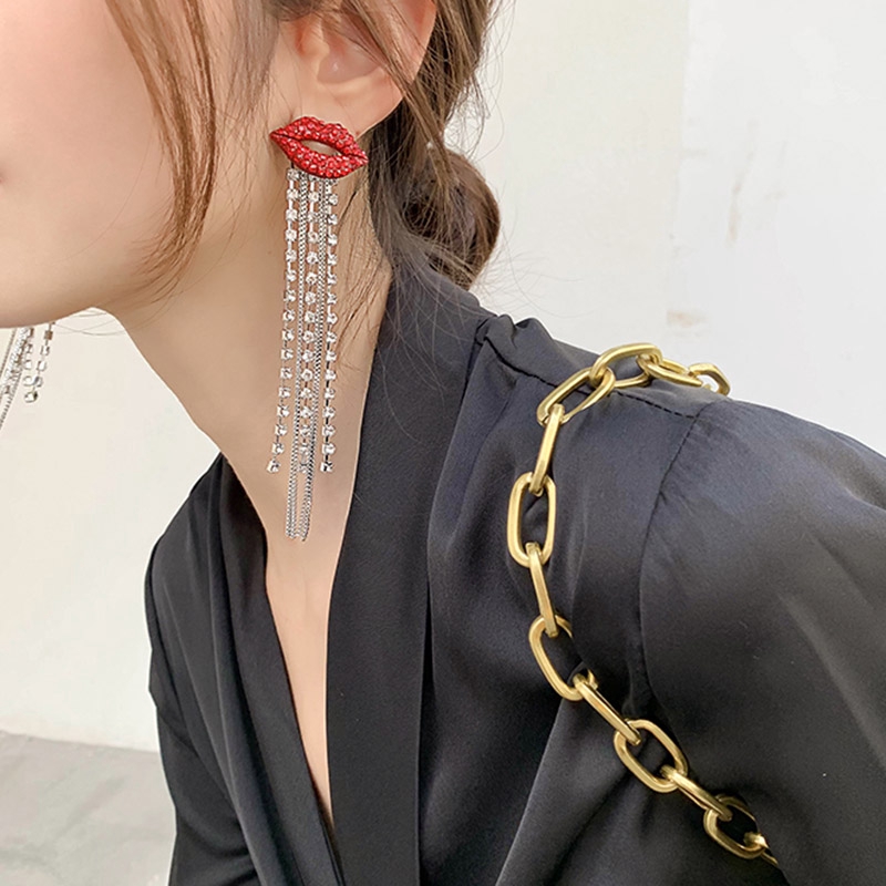 Khuyên tai tua rua đính đá mạ bạc 925 sang trọng dành cho nữ