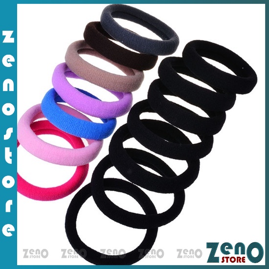 Set 20 dây buộc tóc màu đen và nhiều màu, dây thun buộc tóc đàn hồi đựng trong túi zip PT19