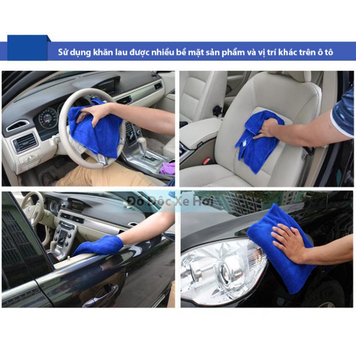 Khăn Microfiber Lau Xe Ô Tô Siêu Sạch Hai Lớp - Khăn Mềm Mịn, Thấm Hút Nước Tốt Khi Lau Rửa Xe Hơi, Xe Máy