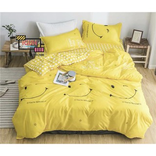 Bộ Chăn Ga Gối Cotton Poly set 4 món nhập khẩu MẮT CƯỜI LIM DIM VÀNG