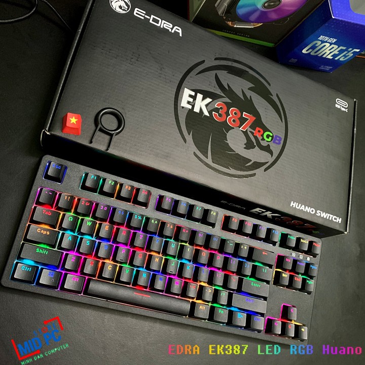 Bàn phím cơ Gaming E-Dra EK387 RGB Huano Switch bản new 2021 BH 24 Tháng