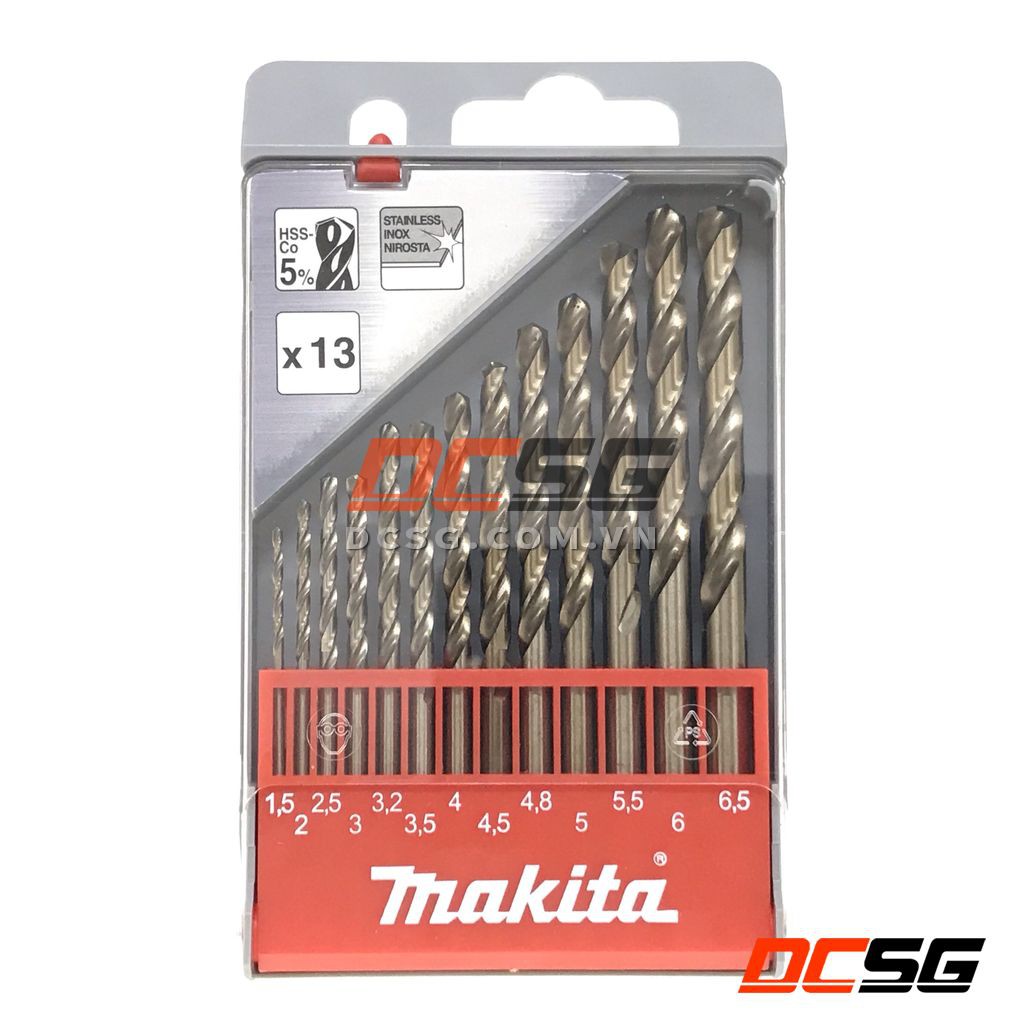 Bộ mũi khoan inox HSS-Co5% 13 cái Makita D-57180 | DCSG