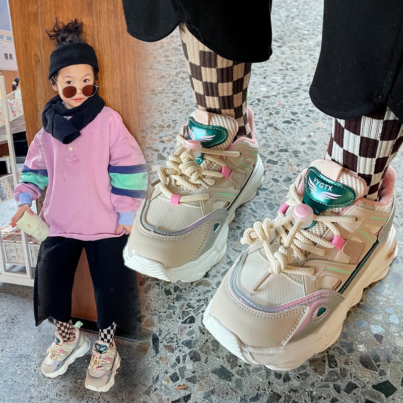 Giày Thể Thao Chạy Bộ Màu Hồng Phong Cách Hàn Quốc Cho Bé Gái
