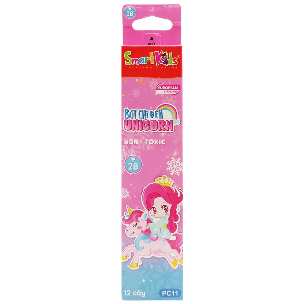 Hộp 12 Bút Chì Gỗ Họa Tiết 2B Unicorn - Smart Kids PC11
