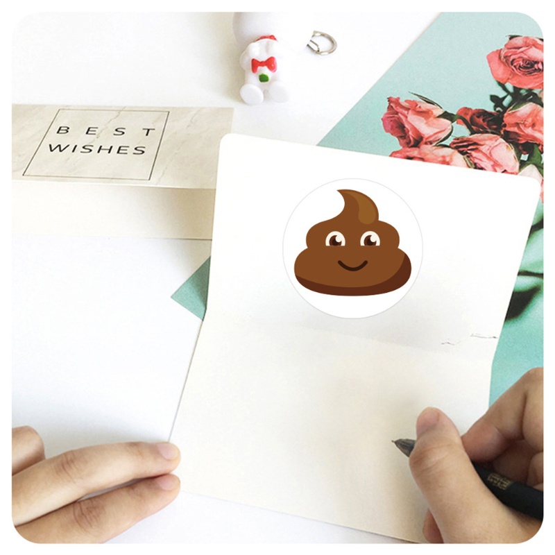 1 Cuộn 500 Miếng Dán Hình Tròn In Chữ Vui Nhộn Trang Trí Gói Quà