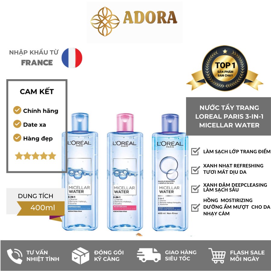 (Sẵn) Nước Tẩy Trang Dưỡng Ẩm L'Oreal Moisturizing Even For Sensitive Skin 400ml | BigBuy360 - bigbuy360.vn