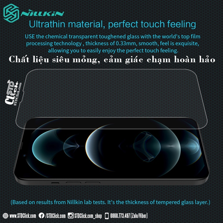 KÍNH CƯỜNG LỰC IPHONE 13 PRO MAX NILLKIN AMAZING H CHÍNH HÃNG