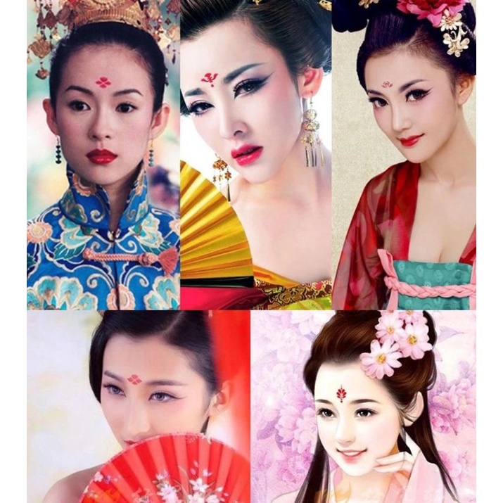 Chu sa dán trán cổ trang 1 tấm dùng làm phụ kiện make up chụp ảnh có sẵn