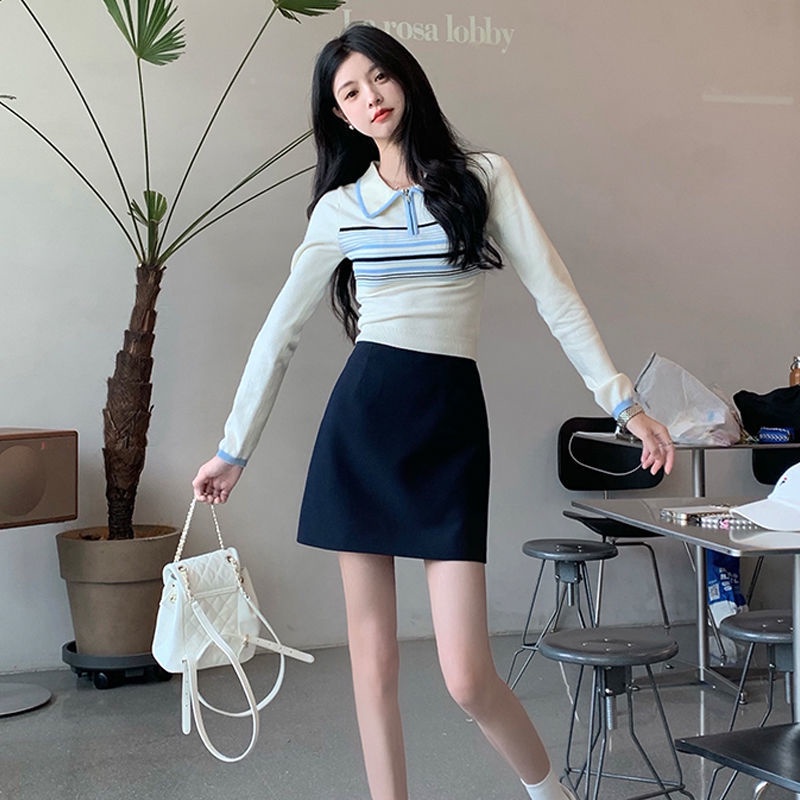 Áo Sweater Dệt Kim Tay Dài Kẻ Sọc Màu Sắc Tương Phản Cá Tính Cho Nữ  tao bao