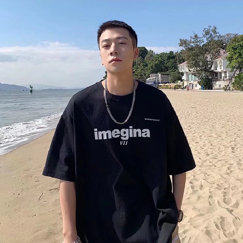 Áo Thun Tay Ngắn Cổ Tròn In Chữ Dáng Rộng Thoải Mái Thời Trang Cho Nam Size M-5XL