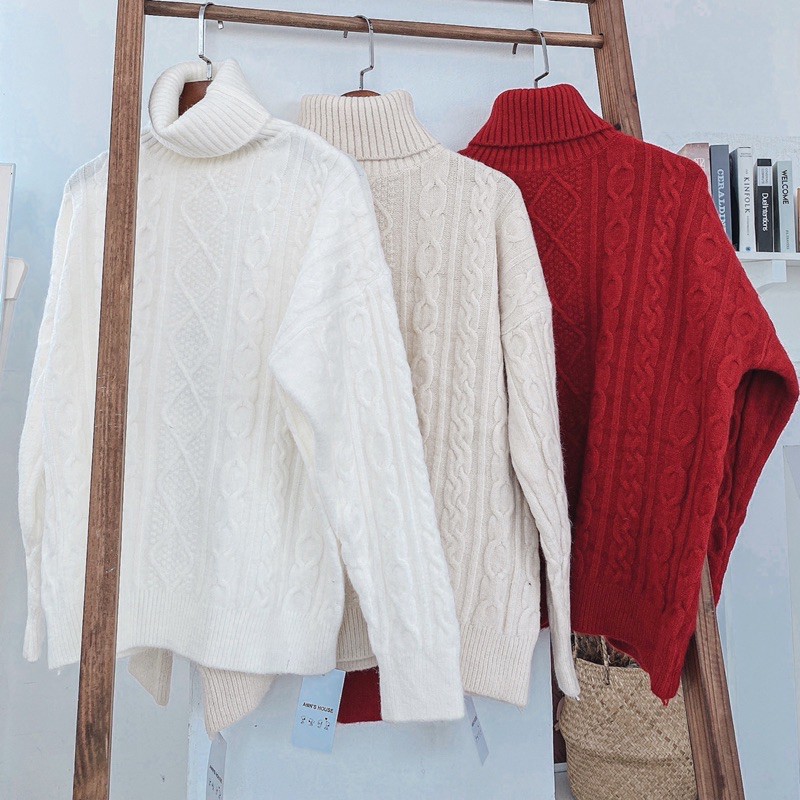 áo len Thừng cổ lọ
