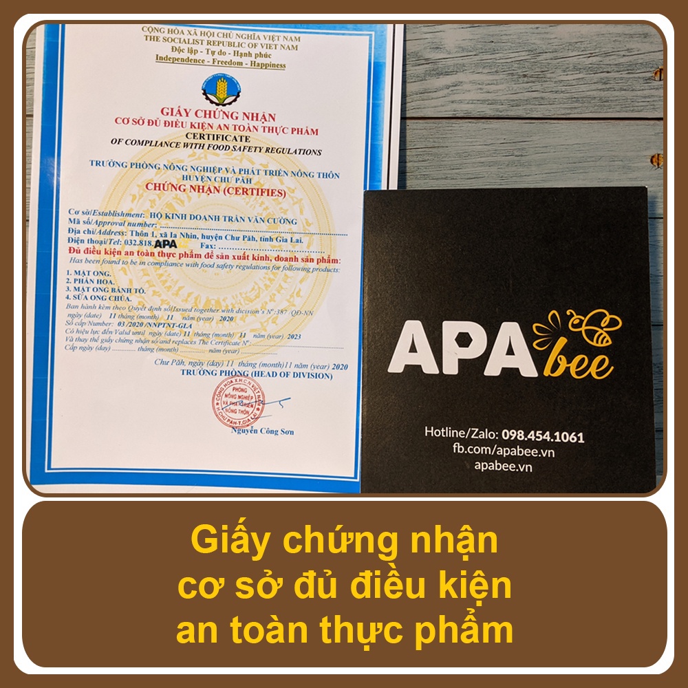 Mật ong hoa Cà phê APABEE - Mật ong nuôi - Giống ong Ngoại - Giấy chứng nhận vệ sinh an toàn thực phẩm - Chai 1 Lít