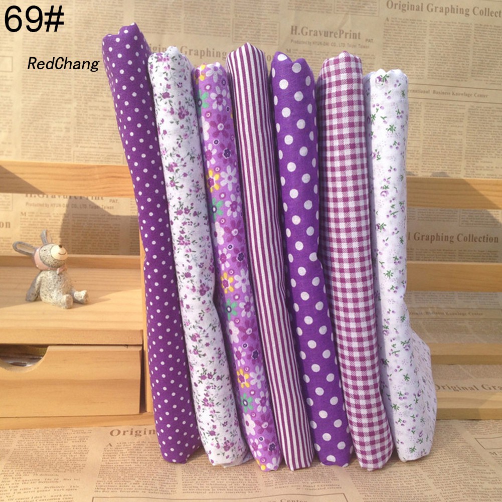 Set 7 Tấm Vải Cotton Họa Tiết Hoa Dùng Làm Đồ Thủ Công