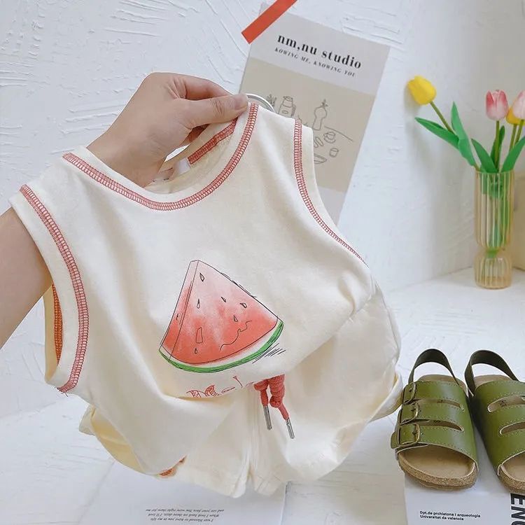 Bộ Áo Thun Cotton Ngắn Tay + Quần Dài Thời Trang Cho Bé