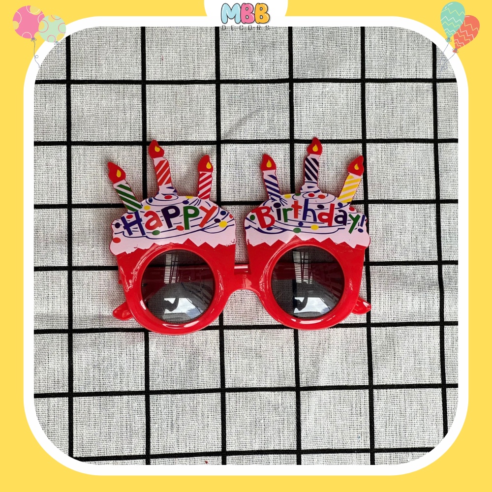 Mắt Kính Happy Birthday, Kính Sinh Nhật Hình Bánh Kem Có Nến Nhiều Màu - Phụ Kiện Trang Trí Sinh Nhật Tiệc Tùng