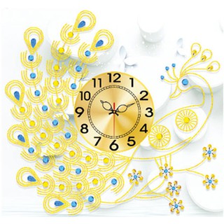 Tranh Đính Đá Đồng Đồ Hạt Pha Lê 3D Treo Tường Đa Sắc  viên lớn Vũ Điệu Không Tước 2 YN5269 (Khách tự đính) kt: 74x70cm