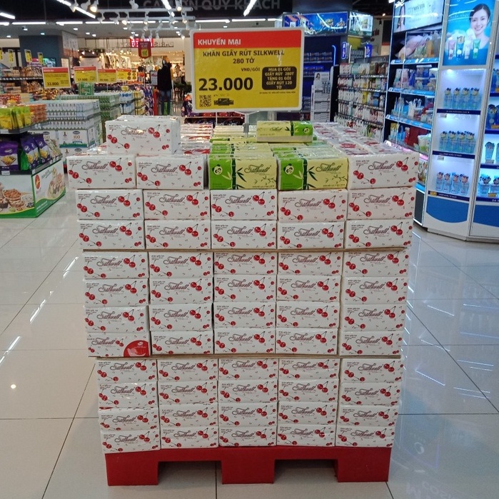Combo Sốc thùng 9 gói giấy ăn rút Silkwell khổ lớn 280 tờ chính hãng