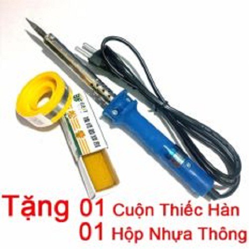 Mỏ hàn thiếc 60w (tặng kèm 1 cuộn thiếc và khuyến mãi thêm 1 hộp nhựa thông)