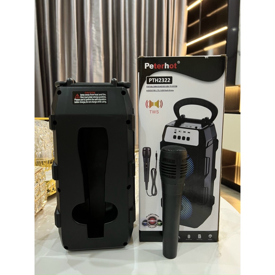 Loa Bluetooth Tặng Kèm Mic PTH2322 - Led Theo Nhạc, Bass Hay - Bảo Hành 6 Tháng