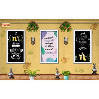 combo 3 bức tranh 3d dán tường quán trà sữa