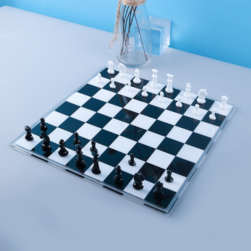 1 Bộ Khuôn Silicone Làm Bàn Cờ Vua Bằng Epoxy Resin