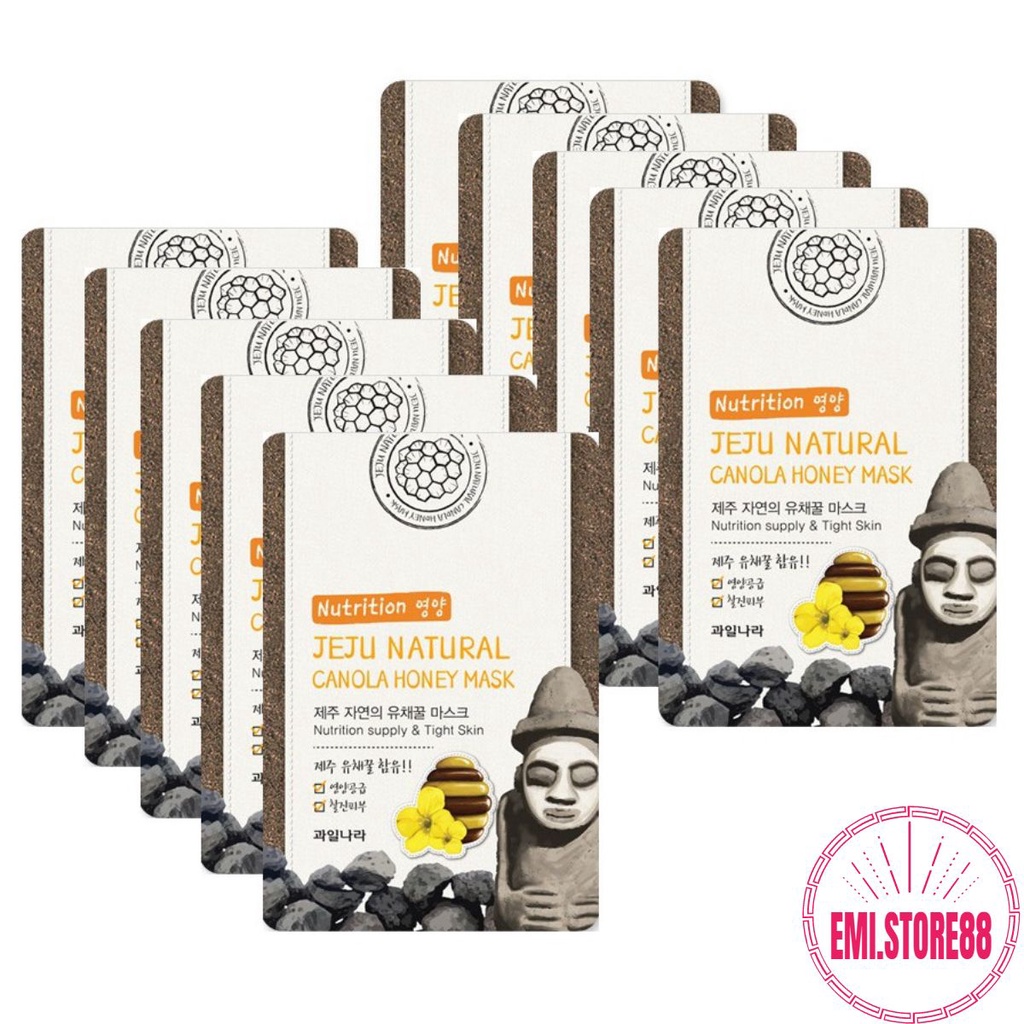 Mặt nạ đắp mặt tinh chất Mật ong Welcos Jeju Natural Canola honey Mask Hàn Quốc Bộ 10 miếng chính hãng