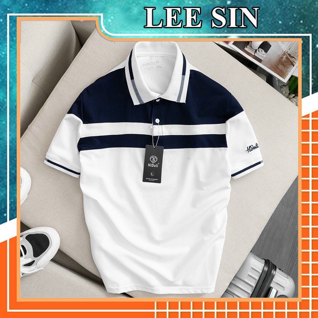 Áo thun polo nam vải cá sấu cotton phom suông, Áo cổ trụ bẻ phối màu đẹp nổi bật, phong cách cá tính - Leesin