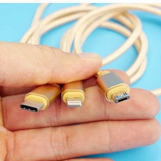 Cáp Sạc 3 Đầu Đa Năng 3in1-Micro-Type C Dây Dù Dài 1M Sạc Được Cho Mọi Dòng ĐT-Dây Sạc 3 Cổng