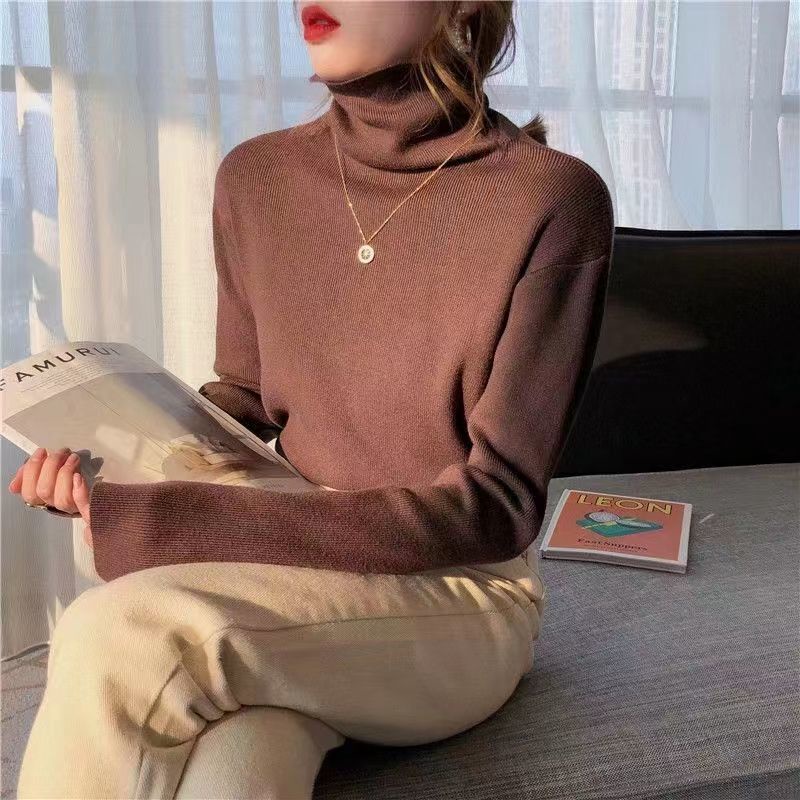 Áo Len Tay Dài Cổ Lọ Màu Trơn Đơn Giản Thời Trang Mùa Thu