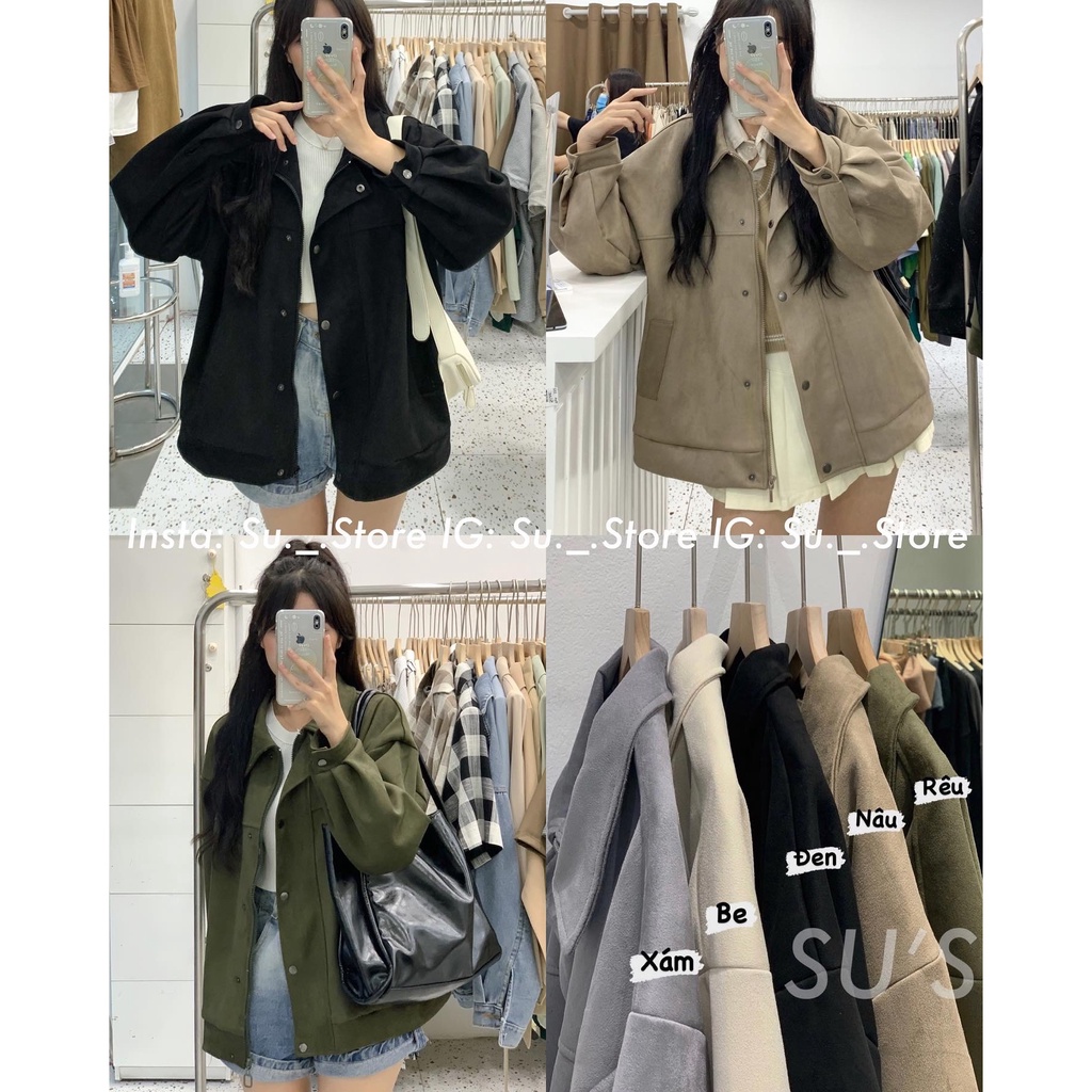 Áo khoác da lộn trơn 2 lớp A2020 SUSTORE