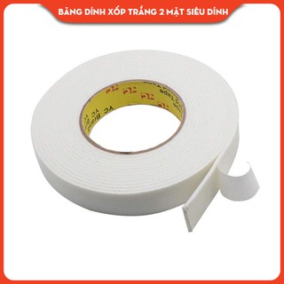 Băng dính 2 Mặt xốp trắng Siêu Dính khổ 18mm dài  4001