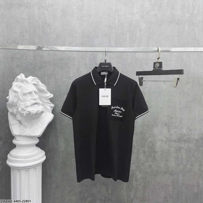 Áo Polo Nam Viền Trắng Túi DIO Cao Cấp - Áo Nam Polo Đơn Giản Siêu Đẹp