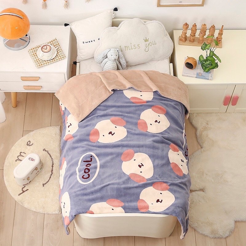 Chăn Nỉ Nhung Sữa Hoạt Hình Dễ Thương Cho Các Bé_shinbedding