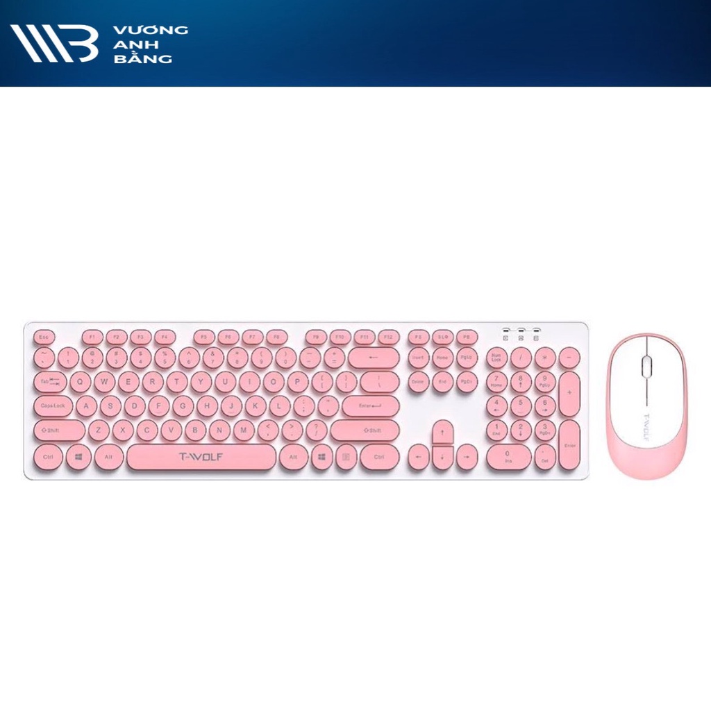 Combo phím chuột Keyboard + Mouse không dây T-WOLF TF770 Pink
