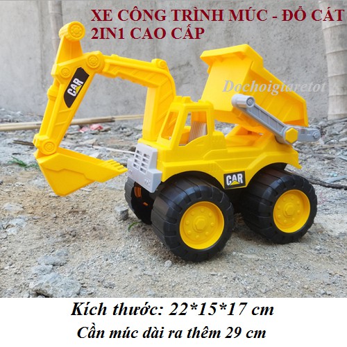 Đồ Chơi Xe Ben Công Trình Có Cần Cẩu Múc Đất - Đổ Cát 2IN1 Cho Bé ( Hàng Cao Cấp Nhập Khẩu) Có Ảnh Video Thật