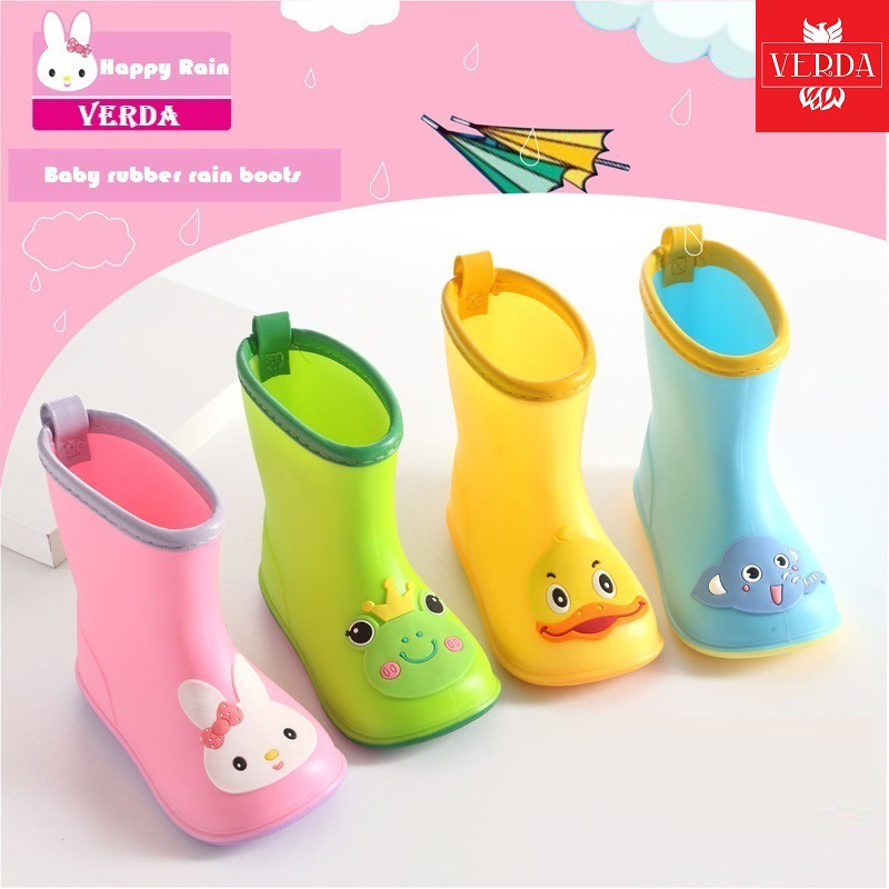 Ủng đi mưa cho bé cao su cao cấp giày dã ngoại trẻ em thỏ vịt ếch voi dễ thương children rain boots water shoes