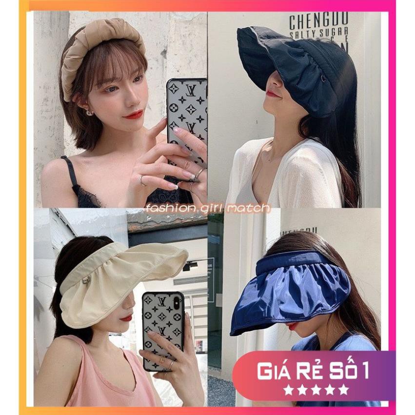 Mũ chống nắng nửa đầu vành rộng đa năng 2 in 1 kết hợp làm băng đô thời trang thời trang PK13