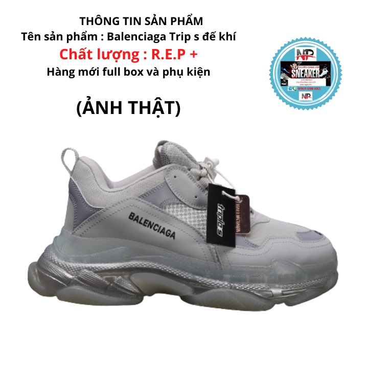 GIẦY THỂ THAO Nam Nữ TRIPLE S ĐẾ KHÍ mầu xám bạc