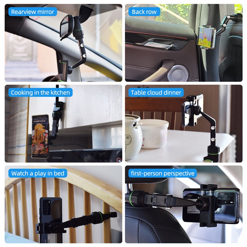 Giá Đỡ Điện Thoại Gắn Kính Chiếu Hậu Đa Năng Xoay 360 Độ Tiện Dụng ° Giá Đỡ Điện Thoại Kẹp Kính Chiếu Hậu Xe Hơi Tiện Dụng