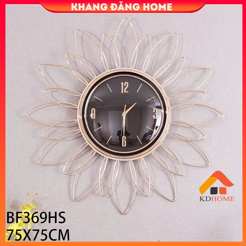 Đồng Hồ Treo Tường Decor Trang Trí Hình Bông Hoa Chất Liệu Inox Mạ Titan Công Nghệ PVD Cao Cấp KD369