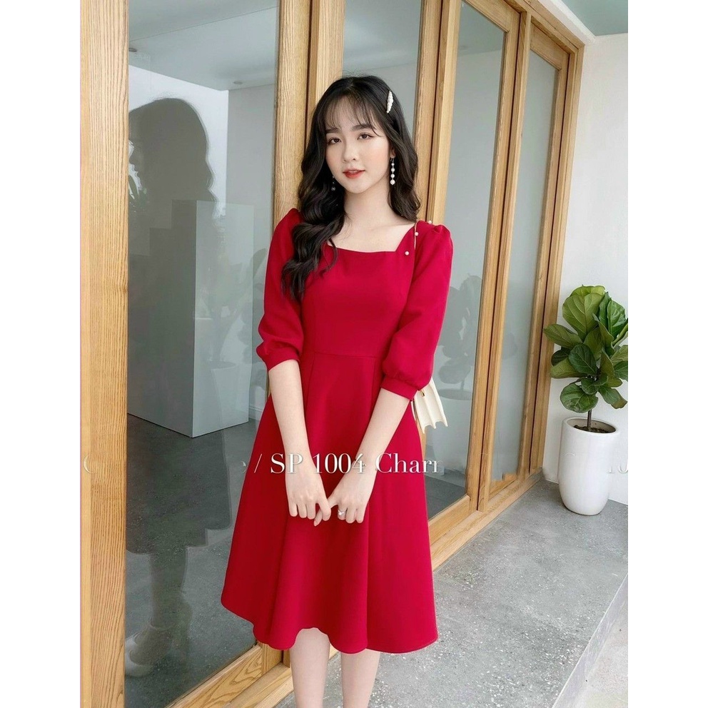 Đầm Xinh dạo phố đi tiệc đi chơi màu đỏ dễ thương
