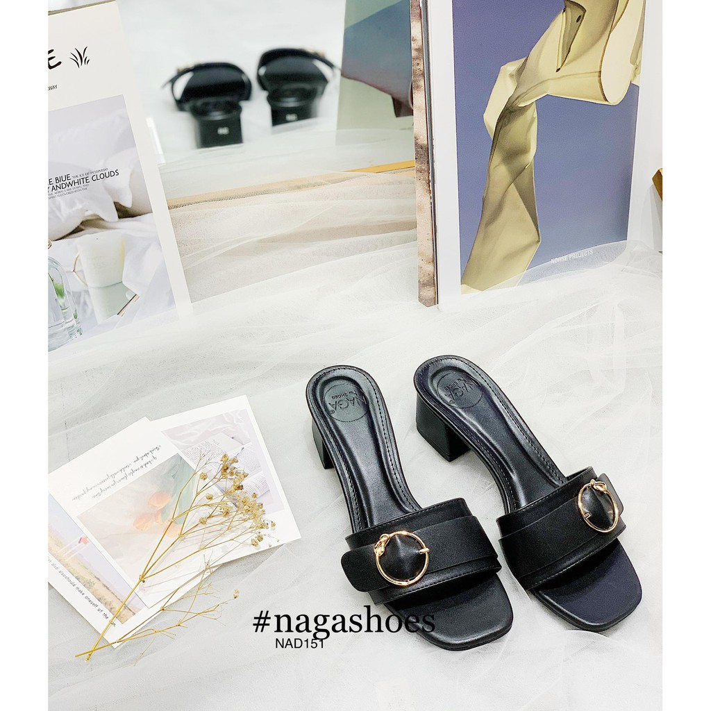 DÉP NAGASHOES QUAI NGANG KHÓA TRÒN 4CM NAD151
