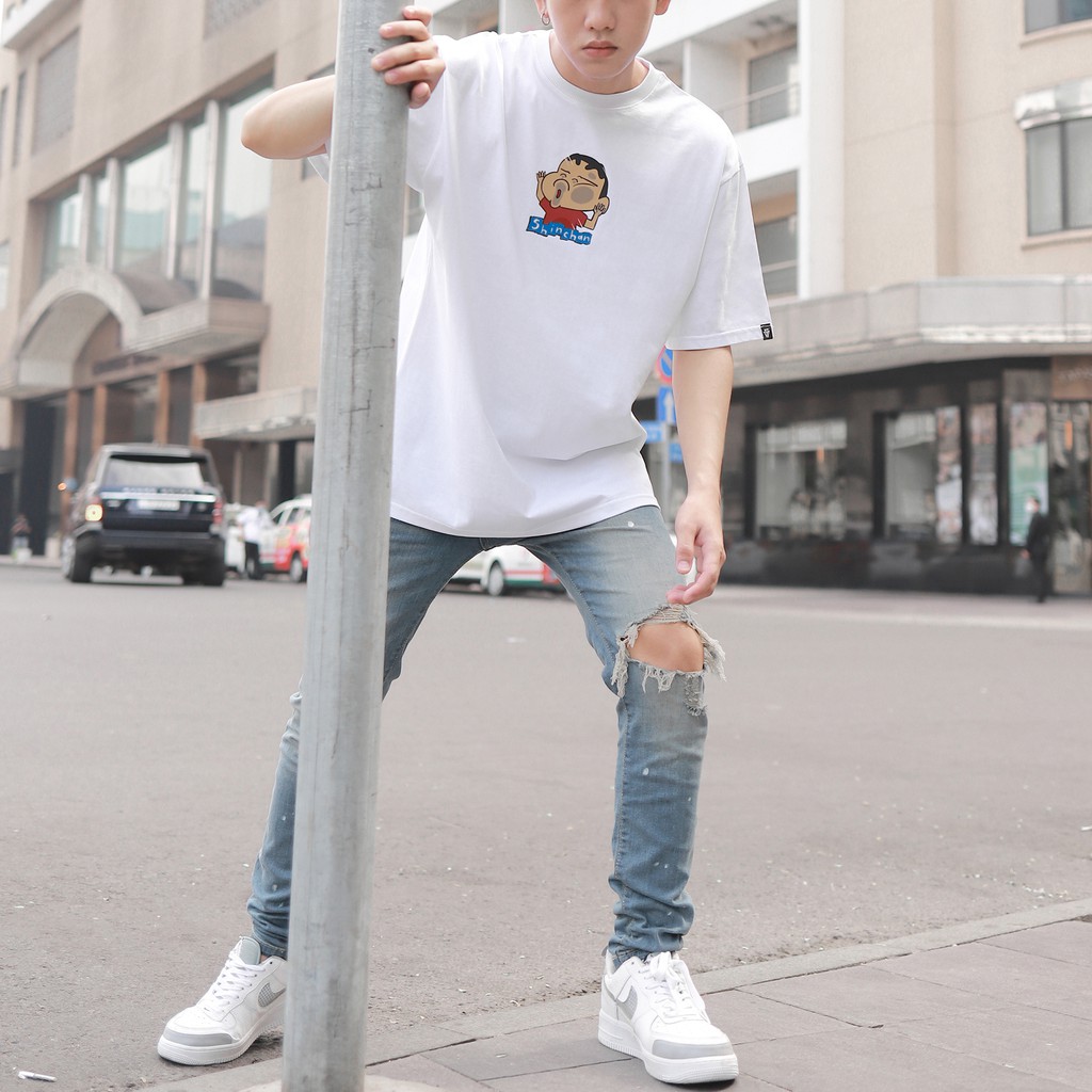 Áo Thun Shin-Chan Màu Trắng Chất Liệu Cotton Thoáng Mát