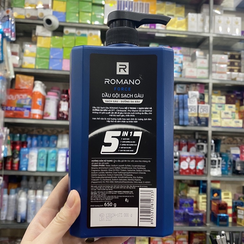 Dầu gội sạch gàu Romano Force 5 in 1 650g