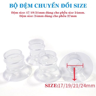 Đệm giảm size, hạ size phễu, cup máy hút sữa 13/15/17/19/21/24/25/26mm (Đệm trong suốt)