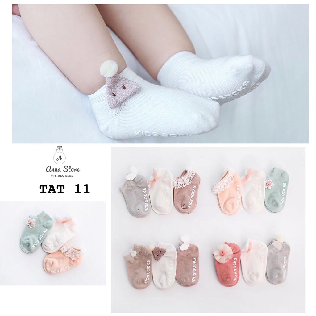 TAT 11: Set 3 đôi tất lưới cho bé gái siêu xinh