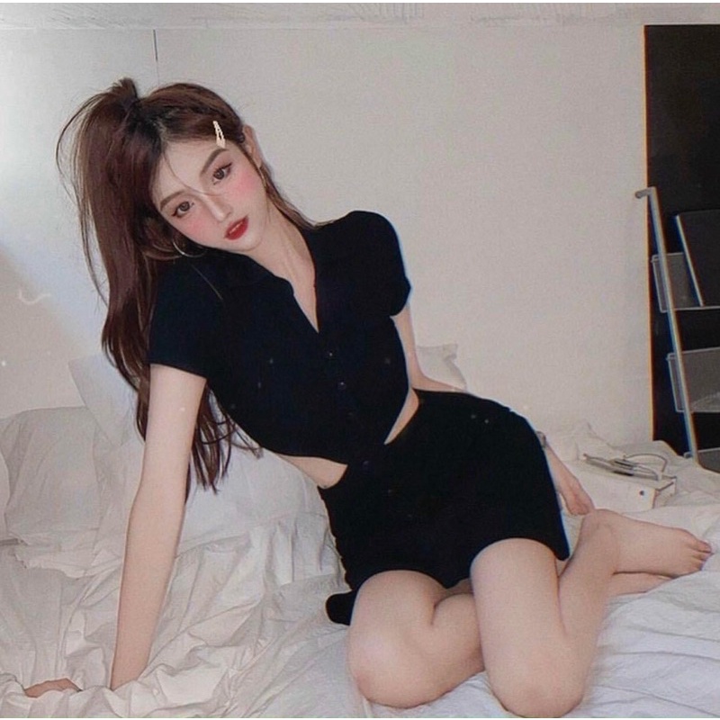 ĐẦM BODY CỔ POLO KHOÉT EO XINH XẮN